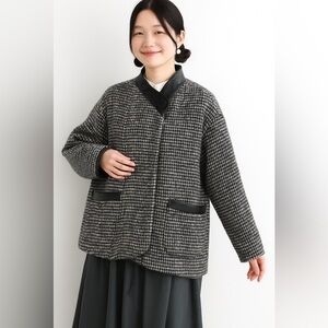 IRO Genuine calfskin trim boucle oversized jacket